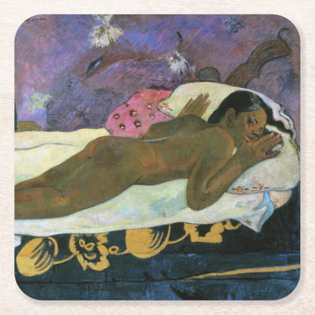 Spirit of the Dead Watching, Gauguin Square Paper Coaster (Front)