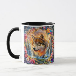 Spirit of the Falls: The Floral Wolf Mug