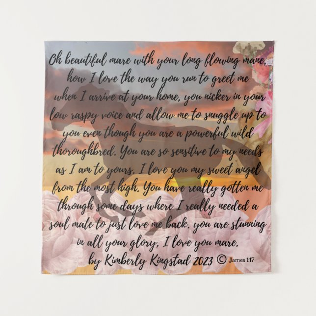 spirit of the horse love poem by me KK Tapestry (Front)