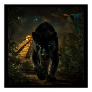 Spirit of the Jaguar and the Green Macaw Poster