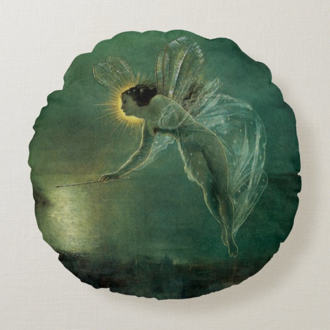 Spirit of the Night by Grimshaw, Victorian Fairy Round Cushion (Front)