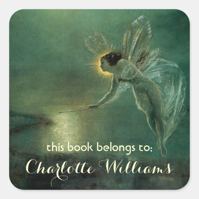 Spirit of the Night Fairy Bookplate Square Sticker (Front)