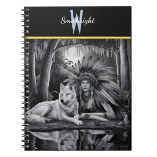 Spirit of the Wild: Indian Woman and Wolf Notebook