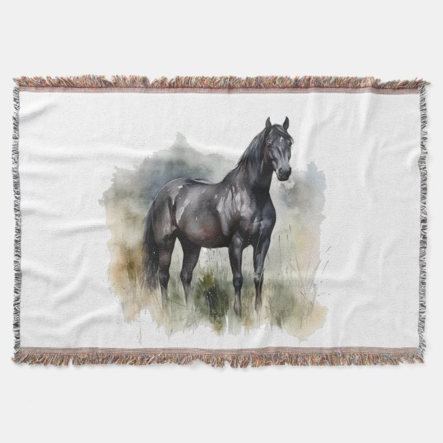 Spirit of the Wild Stallion Throw Blanket (Front)