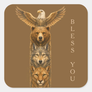 Spirit of the Wild – Totem Pole Art  Square Sticker