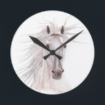 Spirit of the Wind Horse -vintage- Round Clock<br><div class="desc">Beautiful hand drawn horse rendered with a vintage style.</div>