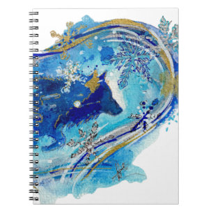 Spirit of the Winter Storm Wolf Watercolor Notebook