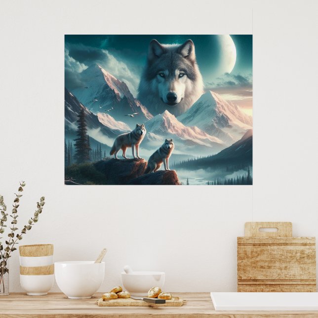 Spirit of The Wolves AI Art Poster (Kitchen)