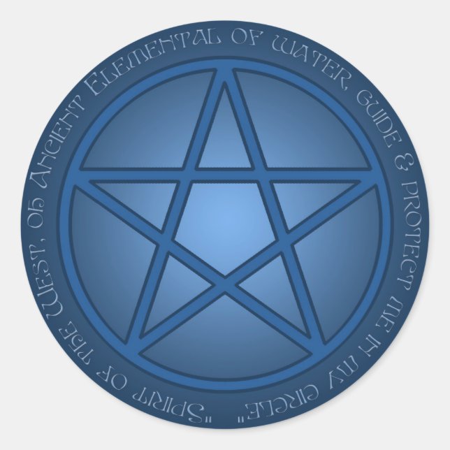 Spirit of Water Pentacle Classic Round Sticker (Front)
