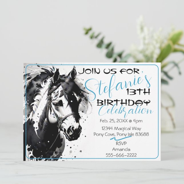 Spirit Pony 11 Birthday Invitation (Standing Front)