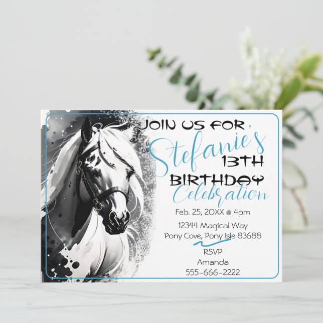 Spirit Pony 20 Birthday Invitation (Standing Front)