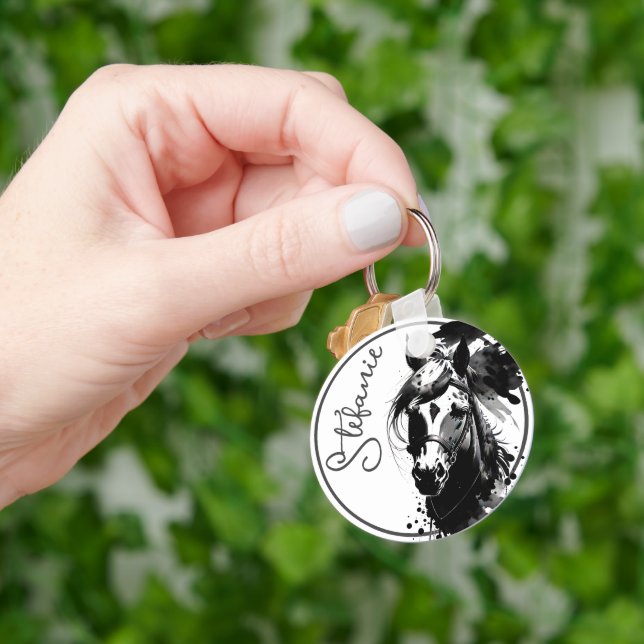 Spirit Pony 3 Black & White Key Ring (Hand)