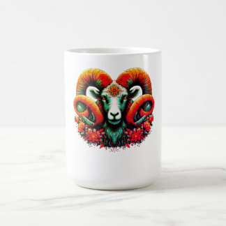Spirit Ram – Floral Horns & Earth Wisdom Coffee Mug