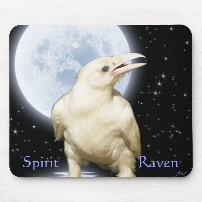 SPIRIT RAVEN Wildlife Fantasy Art Mouse Mat (Front)