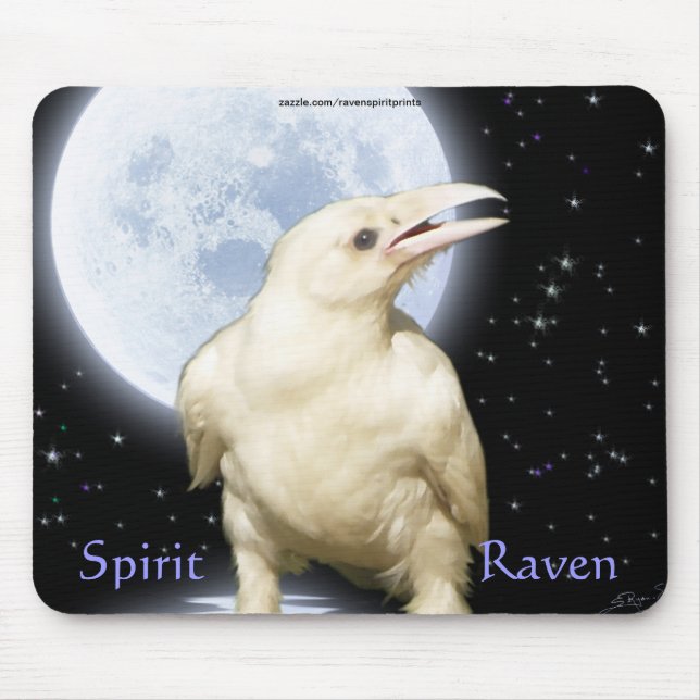 SPIRIT RAVEN Wildlife Fantasy Art Mouse Mat (Front)