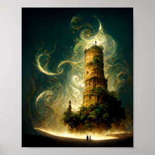 Spirit Tower Fantasy Sci-Fi Art Poster