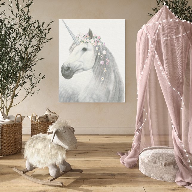 Spirit Unicorn with Flowers in Mane Canvas Print (Creator Uploaded)