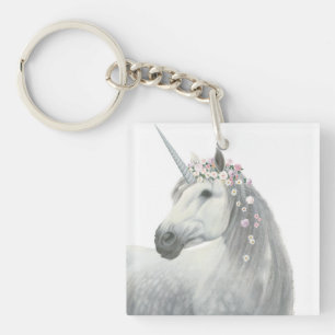 Spirit Unicorn with Flowers in Mane Key Ring