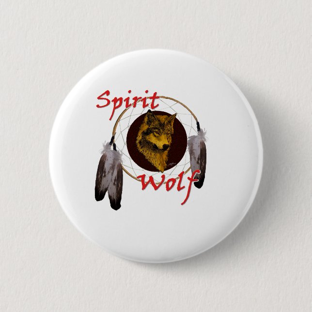 Spirit Wolf 6 Cm Round Badge (Front)
