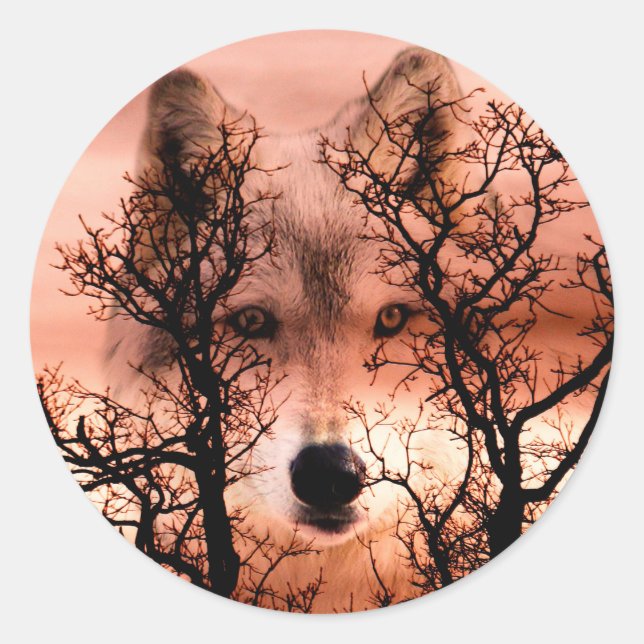 Spirit wolf classic round sticker (Front)