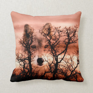 Spirit wolf face cushion