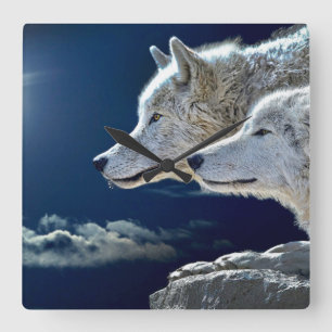 Spirit Wolf Square Wall Clock