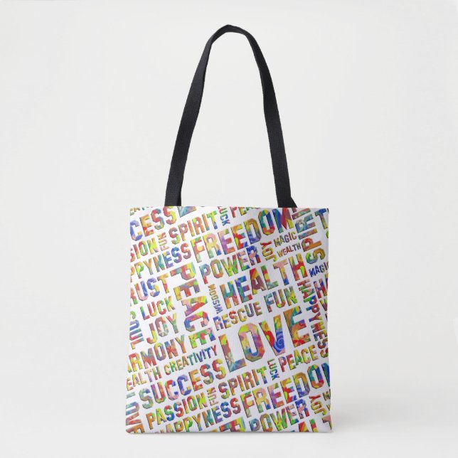 Spirit Words / Affirmations flower power Tote Bag (Front)