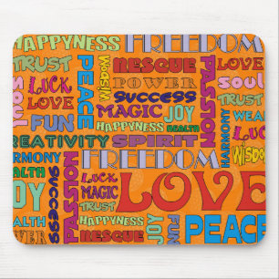 Spirit Words/affirmations of flower OF life Mouse Mat
