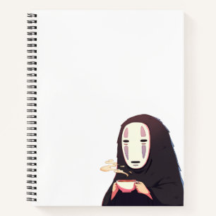 spirited away - mask anime drinking tea notebook
