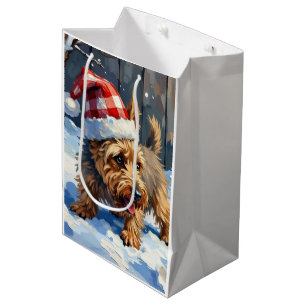Spirited Cairn Terrier Dog Digging for Christmas T Medium Gift Bag