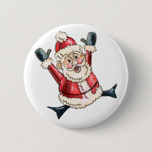 Spirited "Hooray Santa!" Button