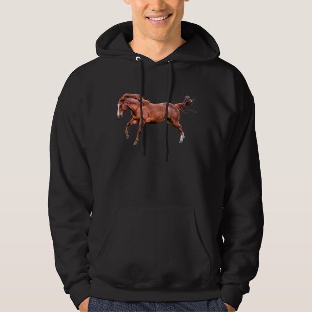 Spirited Red Dun Horse Running Cantering Playing Hoodie (Front)