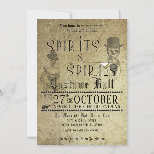 Spirits Adult Halloween Party Invitation (Front)