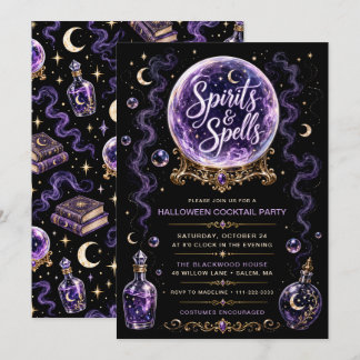 Spirits & Spells Halloween Cocktail Party Invitation