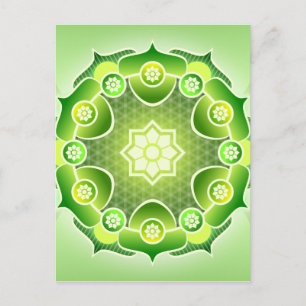 Spiritual Abstract Green Mandala Heart Chakra Postcard