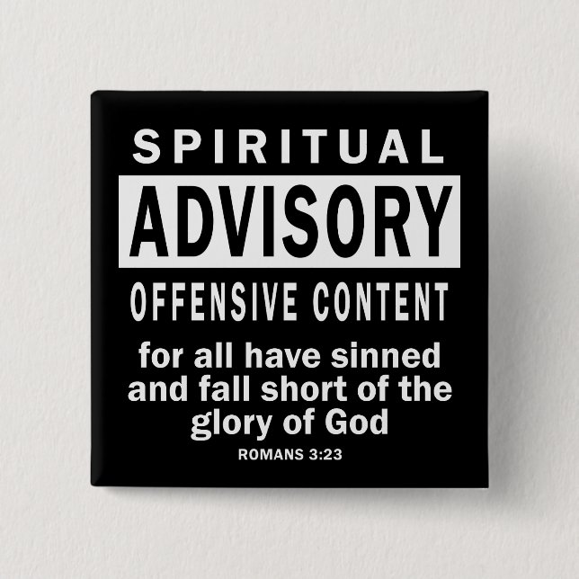 Spiritual Advisory Romans 3:23 Christian Quotes 15 Cm Square Badge (Front)