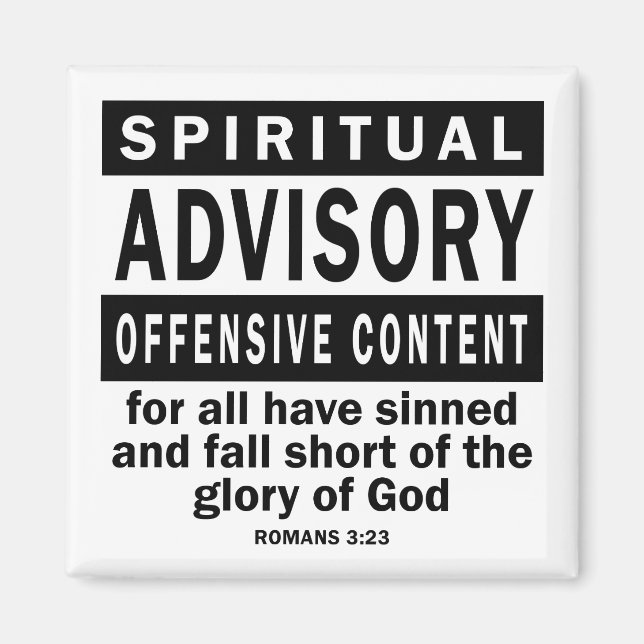 Spiritual Advisory Romans 3:23 Christian Quotes Magnet (Front)