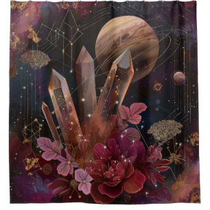 Spiritual Amethyst Energy Celestial Pattern Shower Curtain