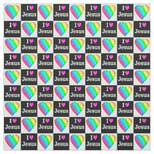 SPIRITUAL AND RELIGIOUS I LOVE JESUS FABRIC
