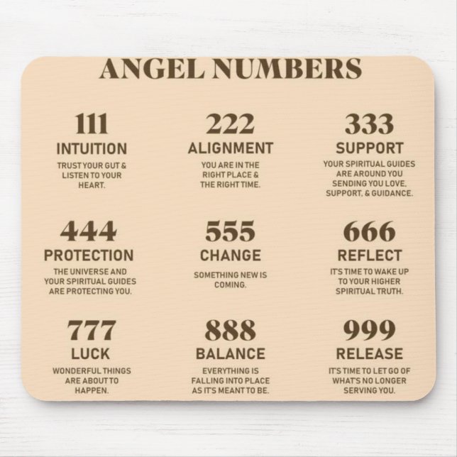 Spiritual Angel Numbers Mouse Mat (Front)