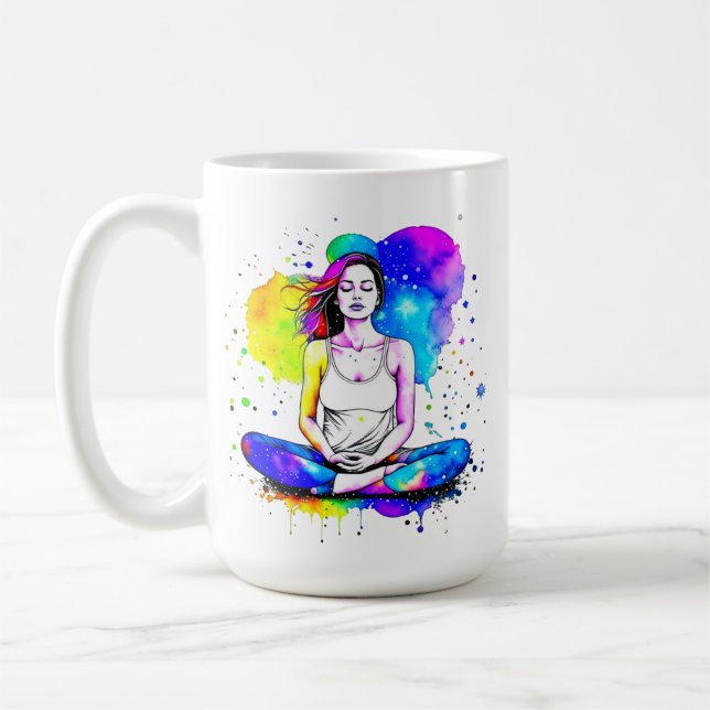 Spiritual Art Lady Meditating Personalised  Coffee Mug (Left)