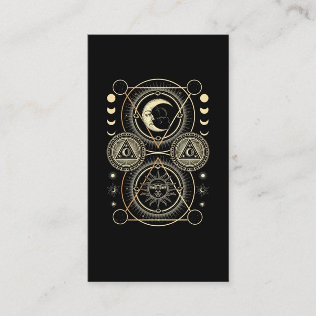 Spiritual Astrology Signs Moon Geometry Sun Business Card (Front)