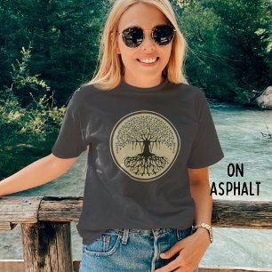 Spiritual Banyan Tree of Life Logo blue cream  T-Shirt