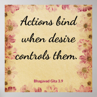Spiritual Beige Pink Gita Desire Binds Actions Poster
