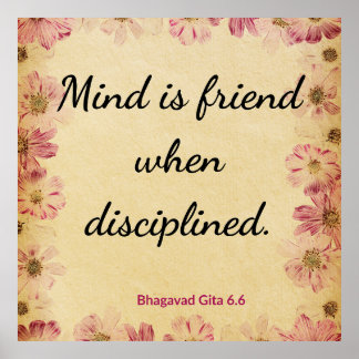 Spiritual Beige Pink Gita Disciplined Mind Print