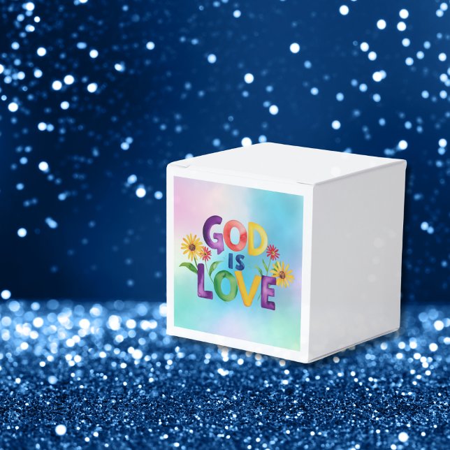 Spiritual Bible Quote God is Love Colourful flower Favour Box (Creator Uploaded)