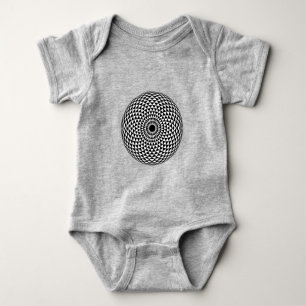 Spiritual Black White Mandala Geometric Art Baby Bodysuit