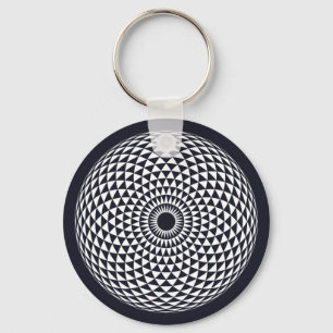 Spiritual Black White Mandala Geometric Graphic Key Ring