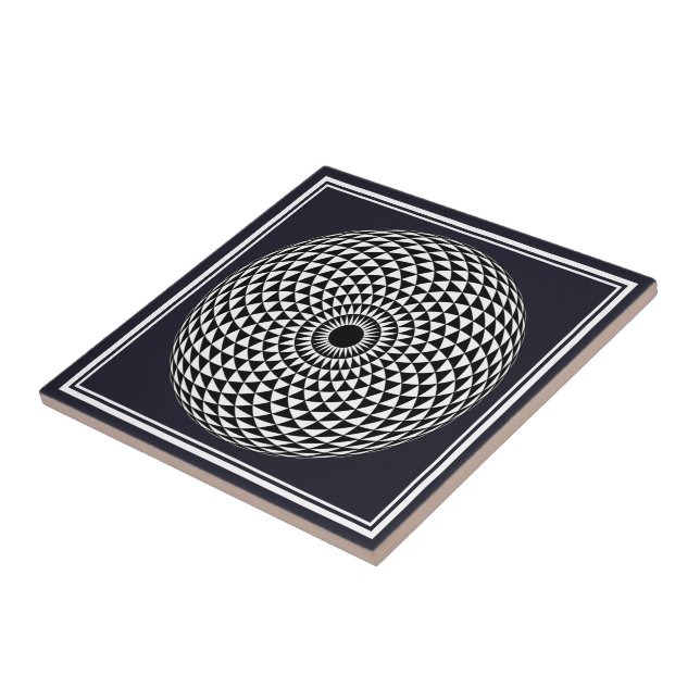 Spiritual Black White Mandala Geometric Vector Art Tile (Side)