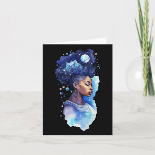 Spiritual Black Woman Afro Girl Galaxy Melanin Moo Card